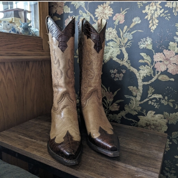Roper Women's Faux Sea Turtle Wingtip Western Boots Snip Toe Brown Size 7 - Picture 7 of 9